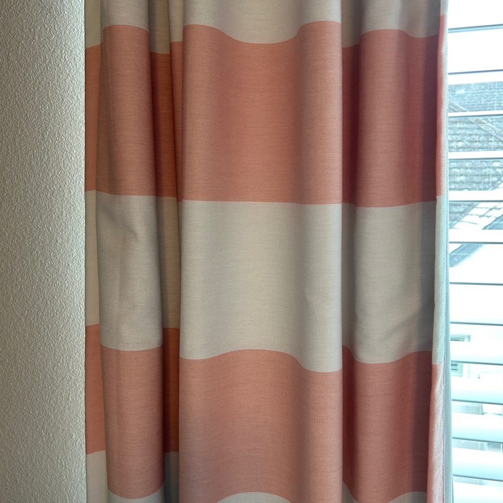 Pink and White Blackout Curtain Panels (2) 84” - Picture 2 of 6